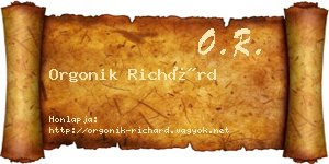 Orgonik Richárd névjegykártya